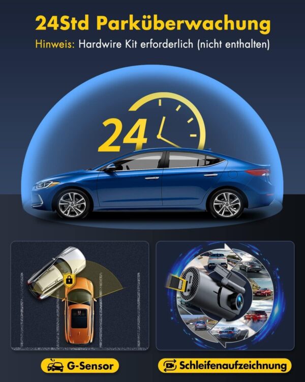 GKU Dashcam Auto Vorne Hinten 4K+1080P, 5GHz WiFi Dash Cam mit 64GB schwarz - Image 6
