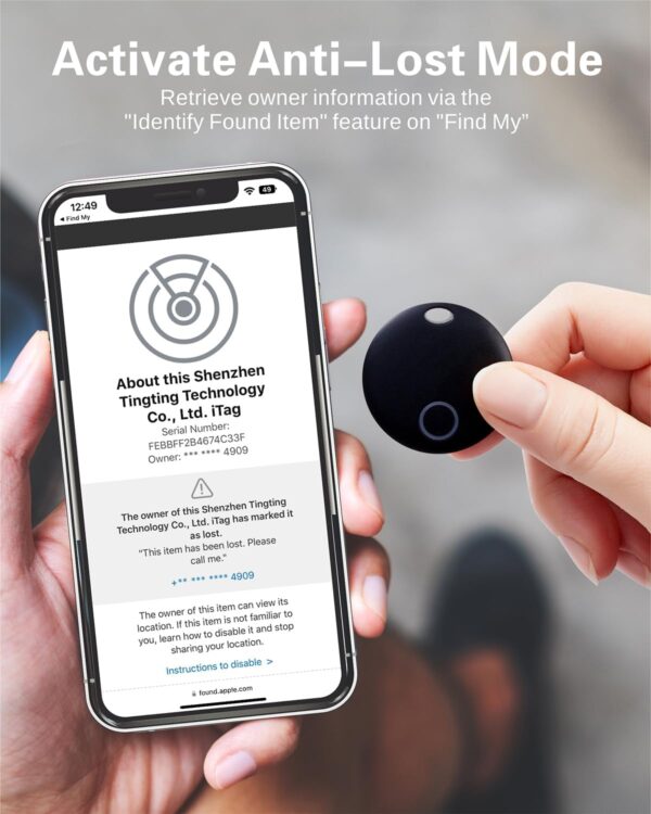 Reyke Smart Tag Pro, Koffer Tracker kompatibel mit Apple Wo 4 Pack, Schwarz - Image 4
