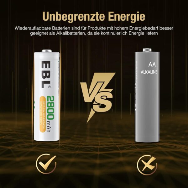 EBL AA Akku 2800mAh wiederaufladbare Mignon Batterien Typ 12 Stück - Image 5