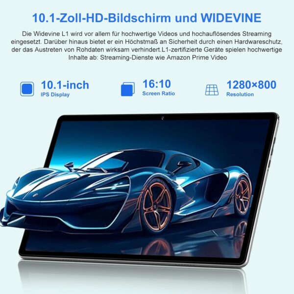 Android 14 Tablet 10 Zoll Ultraschnelles PC | 20GB RAM+128GB ROM (1TB Silber - Image 5