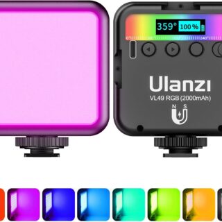 Video Licht RGB, ULANZI VL49 LED Videoleuchte mit 2000 mAh Akku, A-Schwarz