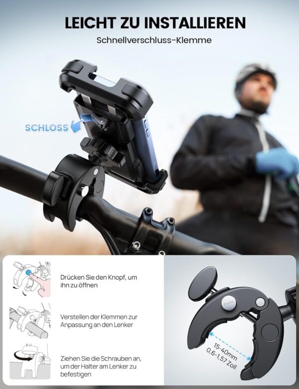 Lamicall Handyhalterung Motorrad, Handyhalter Fahrrad - 2025 Schwarz - Image 4