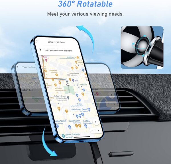 Handyhalterung Auto Lüftung, Universale 360° Magnetisch KFZ Schwarz - Image 4