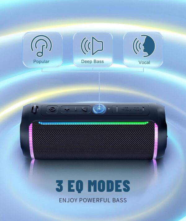 Ortizan Bluetooth Lautsprecher mit Licht, Box Tragbarer Schwarz - Image 4