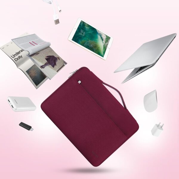 DOMISO 17 Zoll Wasserdicht Laptophülle Laptop Sleeve 17-17.3 Zoll, Weinrot - Image 5