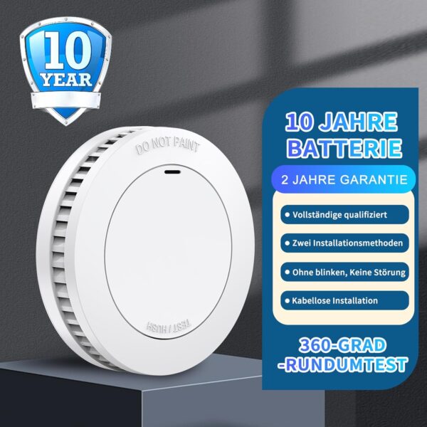 XINDUM Rauchmelder 10 Jahre Batterie, Mini Rauch Melder mit 1 Stück - Image 6
