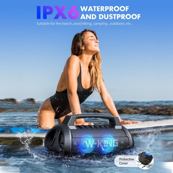 W-KING Bluetooth Lautsprecher, 120W Peak Stereo Sound, Musikbox mit BassUp,... - Image 3