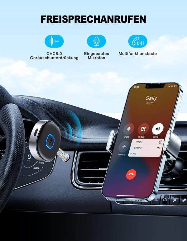 Mohard AUX Bluetooth Adapter Auto, Drahtloser KFZ 5.3 Empfänger... - Image 4