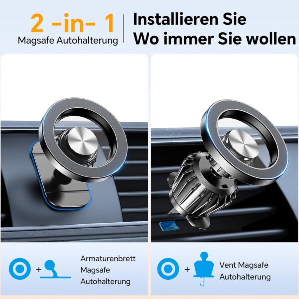 Handyhalterung Auto für Magsafe Autohalterung【20 Starke Magnet】Handy Schwarz - Image 2