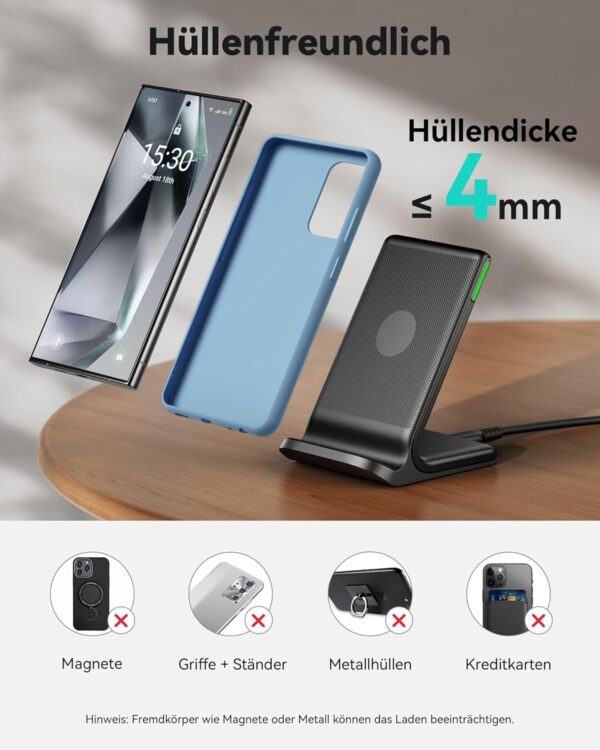 INIU Wireless Charger Stand, 15W Qi Zertifiziert 1 Stück, Schwarz - Image 7