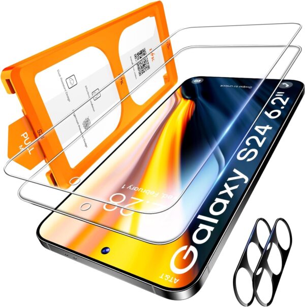 LϟK für Samsung Galaxy S24 Panzer Glass, 2 S24(6.2 Zoll), Transparent