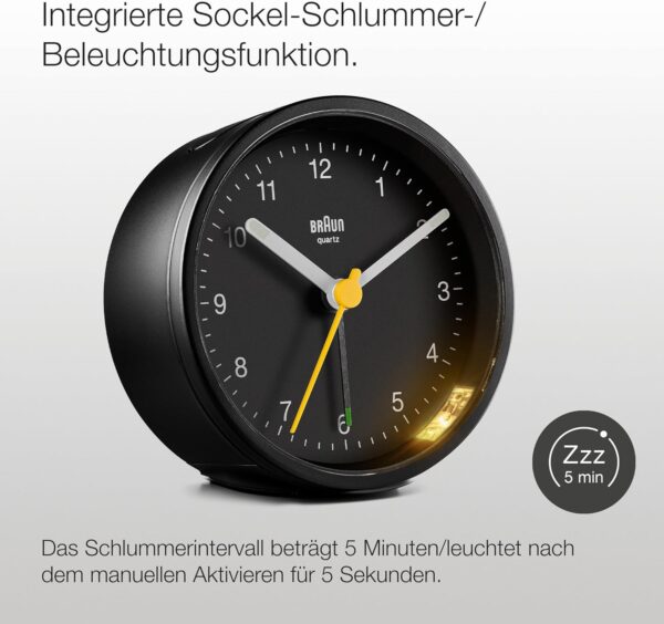 Braun Klassischer analoger Wecker mit Schlummerfunktion und Licht, ruhiges... - Image 2
