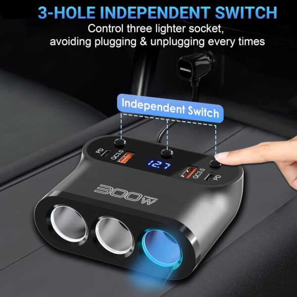 Dual PD 30W Auto Zigarettenanzünder Verteiler 300W: KFZ Adapter 12V USB C... - Image 4