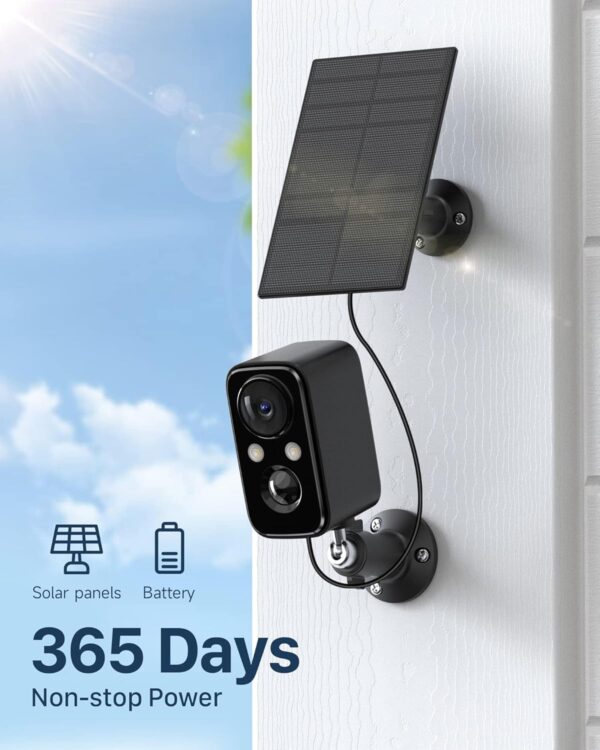 IHOXTX Überwachungskamera Aussen Akku Solar: Kamera Überwachung Schwarz-1 - Image 2