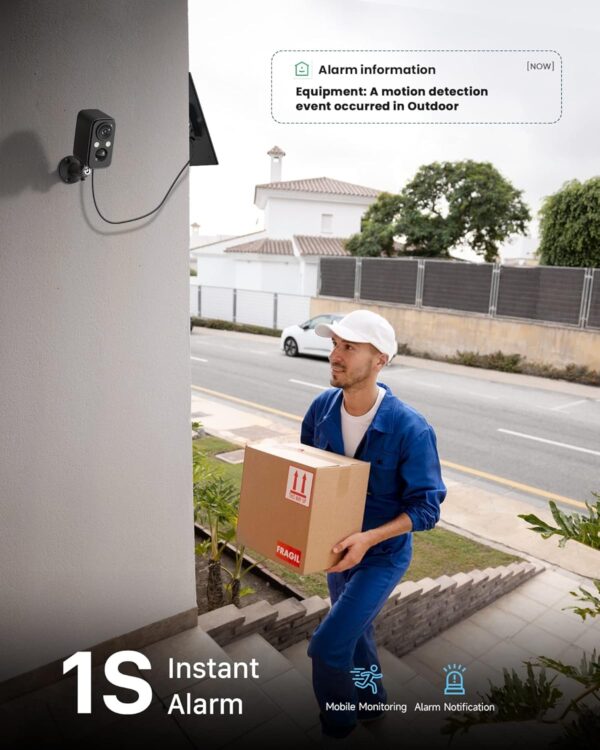IHOXTX Überwachungskamera Aussen Akku Solar: Kamera Überwachung Schwarz-1 - Image 6