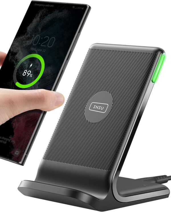 INIU Wireless Charger Stand, 15W Qi Zertifiziert 1 Stück, Schwarz