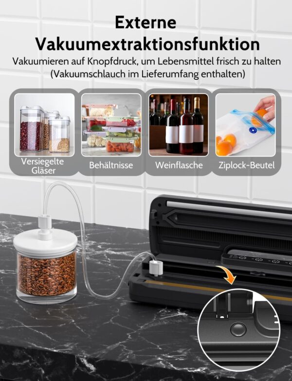 Vakuumiergerät 5 in 1, Vakuumierer sous vide mit Eingebauter cutter, Schwarz - Image 4