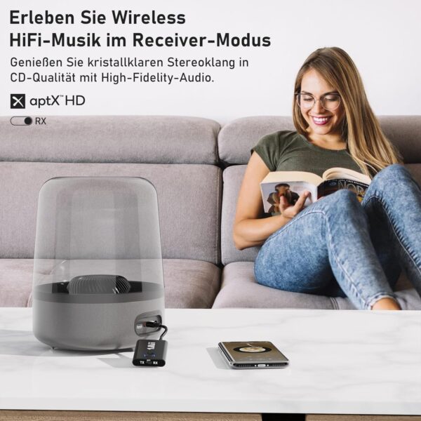 Bluetooth 5.3 Adapter TV Transmitter für Flugzeug auf 2 Kopfhörer, Schwarz - Image 5