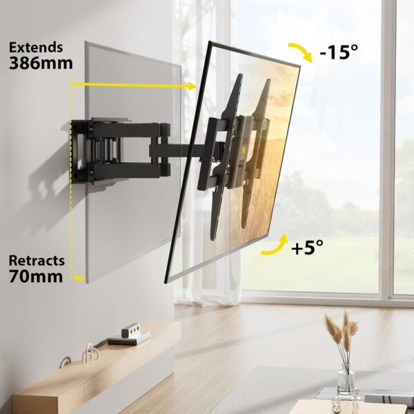 TV Wandhalterung Schwenkbar für 37-75 Zoll Fernseher, Neigbar Ausfahren... - Image 3