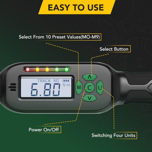 Digitaler Drehmomentschlüssel 3/8 Zoll, (6,8-135Nm)± 2% 6.8-135Nm - Image 2