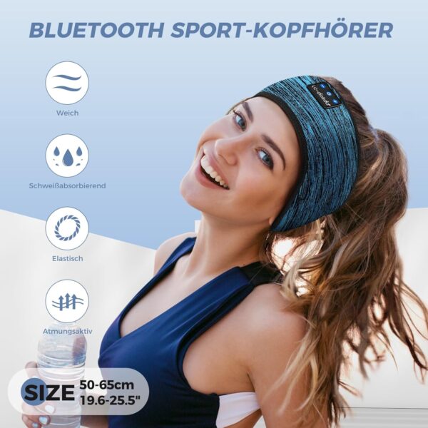Schlafkopfhörer Bluetooth 5.4, Schlaf Stirnband Kopfhörer L, Himmelblau - Image 2
