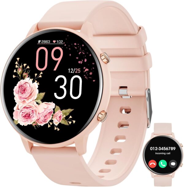 Hwagol Smartwatch Damen Herren, 1.39" Zoll Touchscreen Smart Watch mit Rosa
