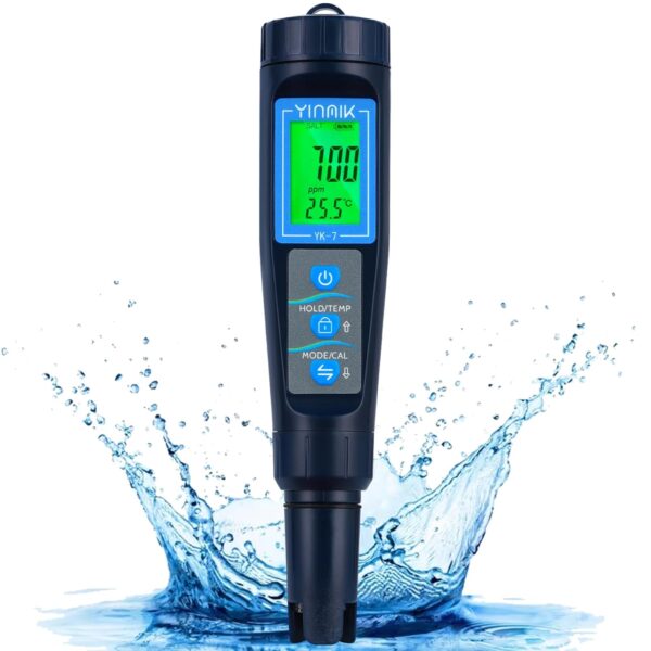 Salzwasser Pool Messgerät Digital 5 in 1 pH/TDS/EC/Salzgehalt/Termometer pH...