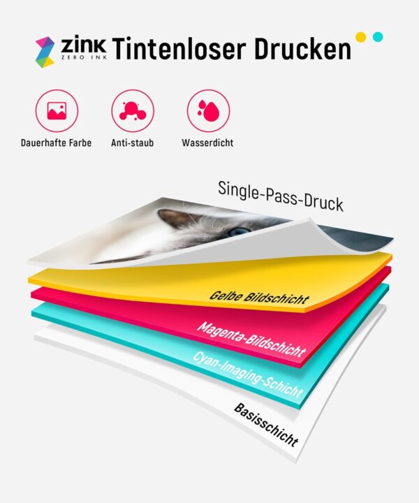 Liene 2 x 3 Tragbarer Fotodrucker mit 50 Blatt Zink Selbstklebendes... - Image 6