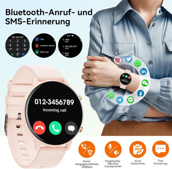 Hwagol Smartwatch Damen Herren, 1.39" Zoll Touchscreen Smart Watch mit Rosa - Image 5