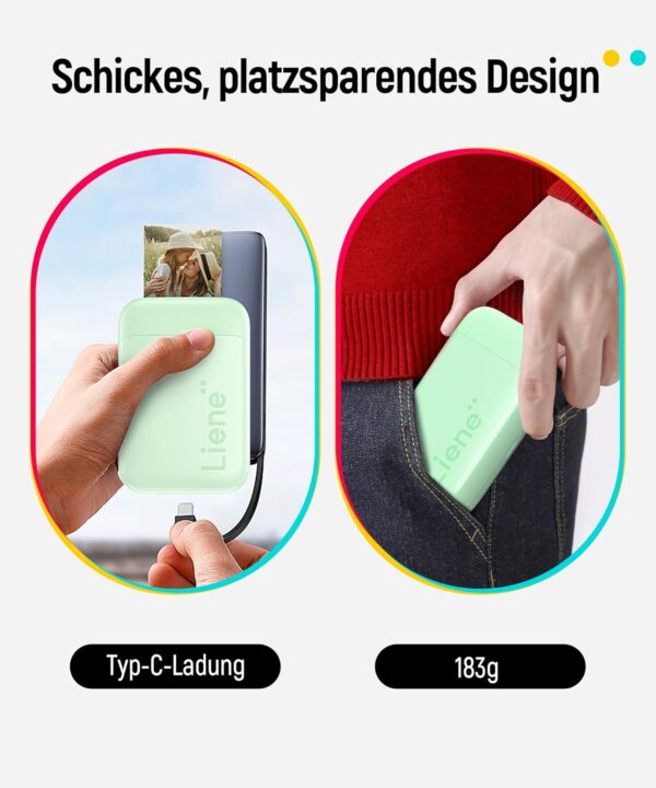 Liene Fotodrucker Smartphone, Tragbarer Sofortbilddrucker mit 50... - Image 3