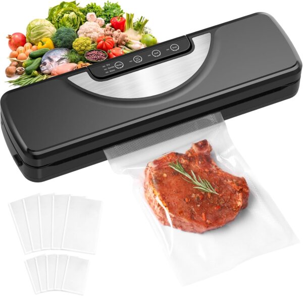 Vakuumiergerät 5 in 1, Vakuumierer sous vide mit Eingebauter cutter, Schwarz