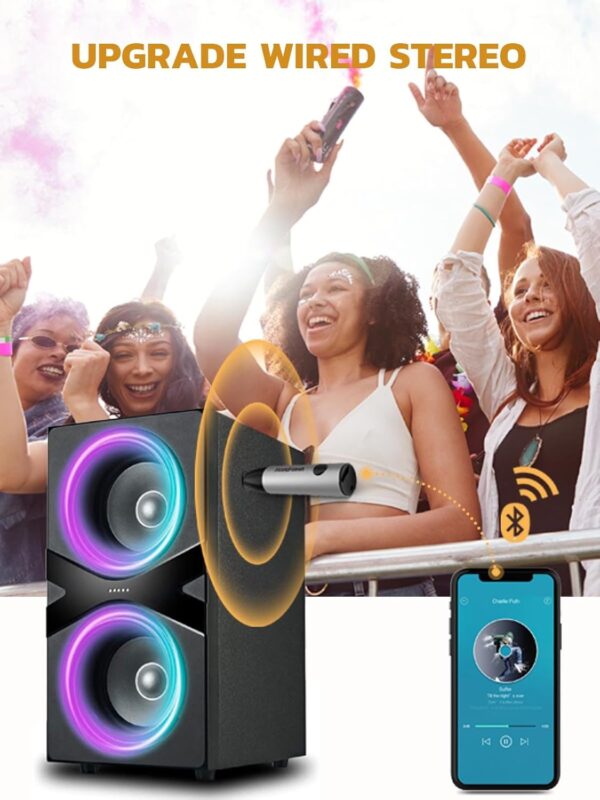 MaedHawk Aux Bluetooth Adapter Auto, BT5.0 Audio Empfänger/Receiver, Silber - Image 5