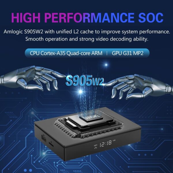Android TV Box 4GB RAM 64GB ROM S905W2 Quad-Core ARM Cortex-A35, Android... - Image 4