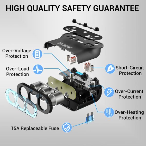 Dual PD 30W Auto Zigarettenanzünder Verteiler 300W: KFZ Adapter 12V USB C... - Image 6