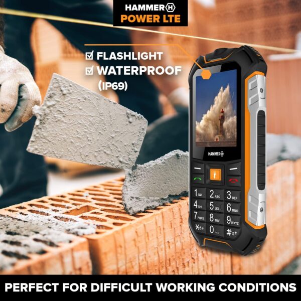 Hammer H Power LTE Handy ohne Vertrag,2.4 Zoll 2,4, Schwarz und orange - Image 5