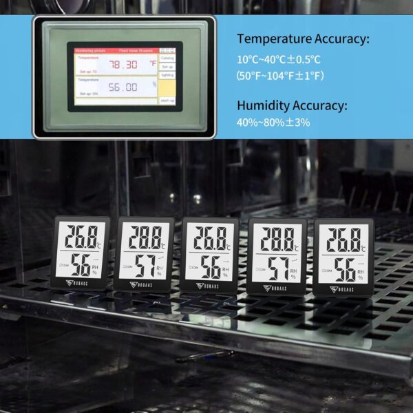 DOQAUS Digital Hygrometer Innen, 3 Stück Thermo- Schwarz - Image 6