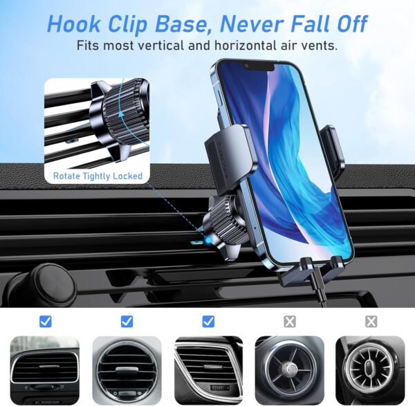 Handyhalterung Auto, Handyhalter für Autos Lüftung mit Upgraded Schwarz - Image 6