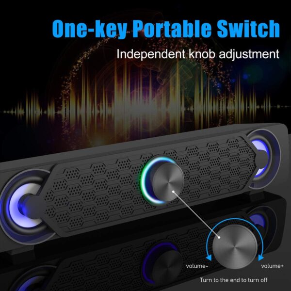Smalody Soundbar, USB-Soundbar, Gaming-Lautsprecher mit coolen Schwarz - Image 3