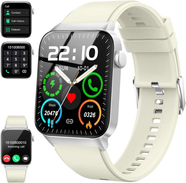 Donerton Smartwatch Herren Damen mit Telefonfunktion/Message silberweiß