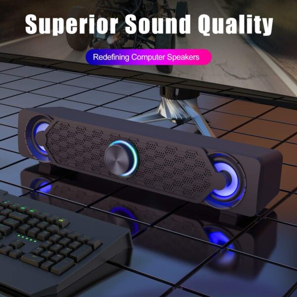 Smalody Soundbar, USB-Soundbar, Gaming-Lautsprecher mit coolen Schwarz - Image 2