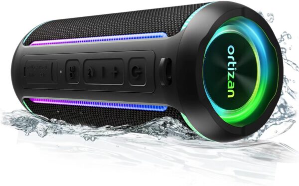 Ortizan Bluetooth Lautsprecher mit Licht, Box Tragbarer Schwarz