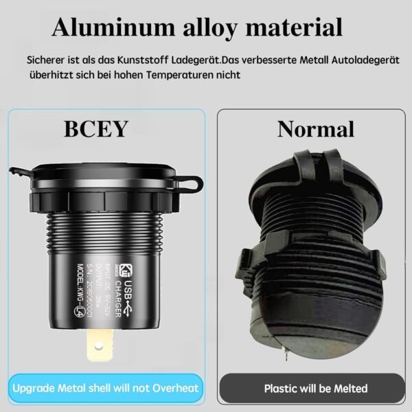 12V USB Steckdose Auto Ladegerät mit Schalter,KFZ-Ladegerät Stecker 24V Black - Image 4