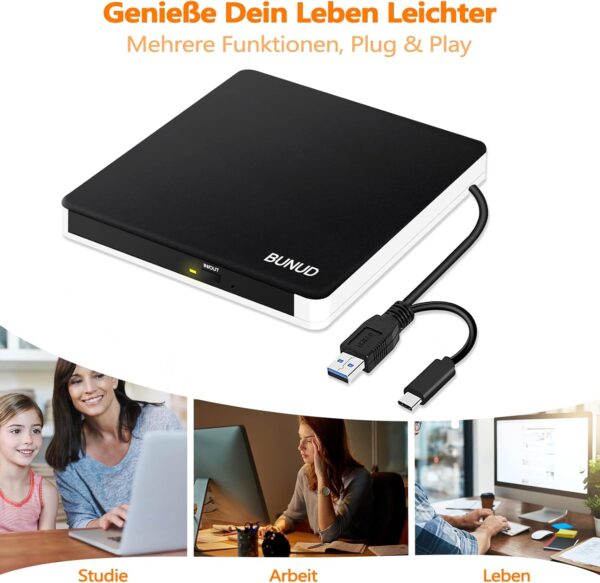 Externes DVD Laufwerk für schwarz-weißes externes cd/dvd-laufwerk - Image 7