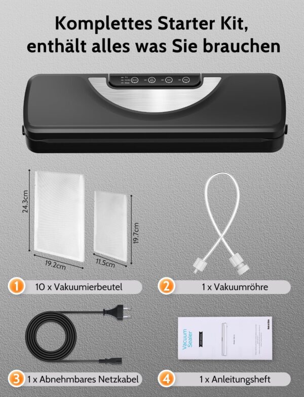 Vakuumiergerät 5 in 1, Vakuumierer sous vide mit Eingebauter cutter, Schwarz - Image 7