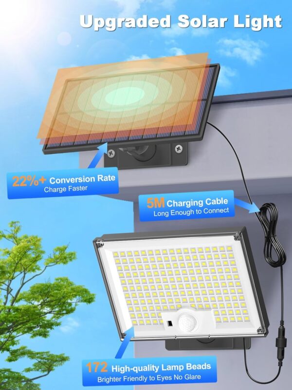 Solarlampen für Außen mit Bewegungsmelder Warmes 2 Stück-Warmes Licht - Image 2