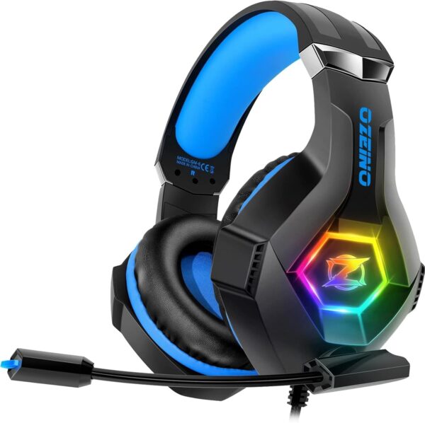 Ozeino Gaming Headset for Xbox Ps4 Ps5 PC, with Microphone Blau