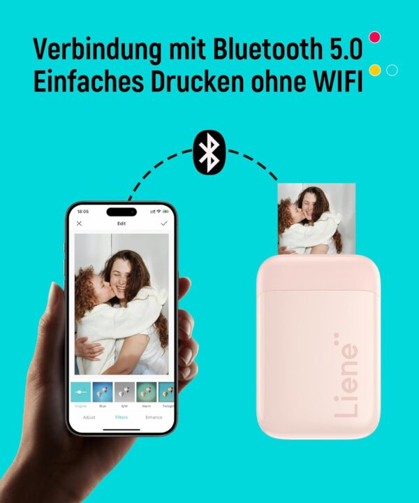 Liene 2 x 3 Tragbarer Fotodrucker mit 50 Blatt Zink Selbstklebendes... - Image 2