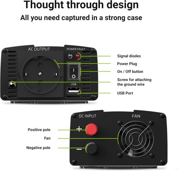 Green Cell® 300W/600W 12V auf 230V Sine Wave Volt kfz 12V, 300W - Image 6