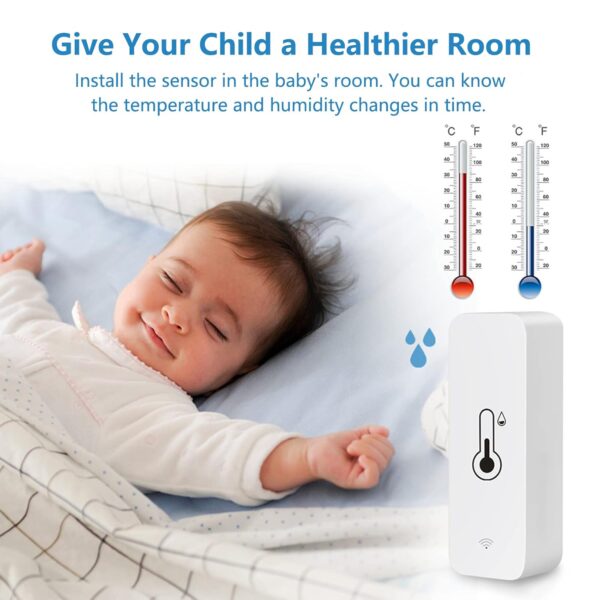 WLAN Smart Thermometer Hygrometer, Digitale Mini Innentemperatur und 4 Pack - Image 2