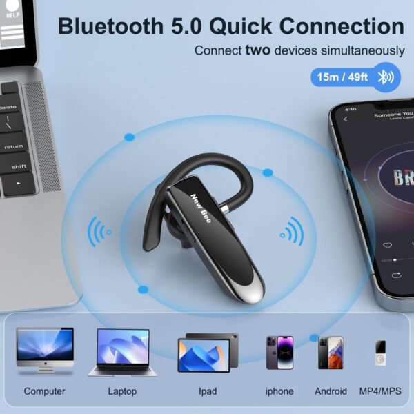 Bluetooth Headset Wireless Freisprech Telefon Bluetooth-Headset mit black - Image 4